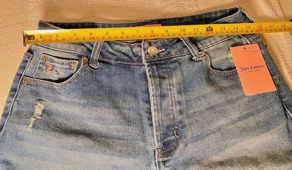 Juicy Western Short With Juicy in Pink Script Across Backside Medium Wash 8 NWT - Picture 11 of 16